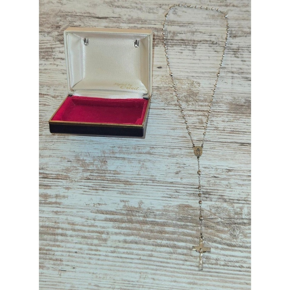 VINTAGE CREED STERLING SILVER ROSARY - MIRACULOUS MEDAL - ORIGINAL BOX